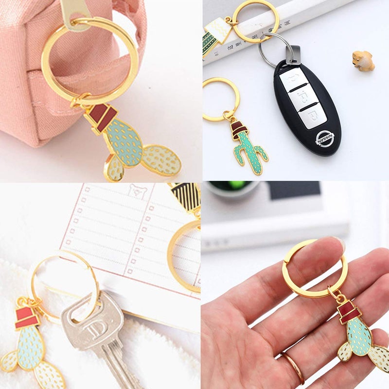KRLIFCSL Creative Potted Cactus Style Keychains Key Rings Hang Bag Accessories Chain Bag Pendants Jewelry, 5 pc (cactus) - Image 4